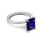 5 - Morgan 2.65 ctw Center Created Blue Sapphire Emerald Shape with Prong Studded Natural Diamond Solitaire Plus Engagement Ring 