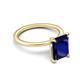 5 - Morgan 2.65 ctw Center Created Blue Sapphire Emerald Shape with Prong Studded Natural Diamond Solitaire Plus Engagement Ring 