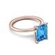 5 - Morgan 3.15 ctw Center Blue Topaz Emerald Shape with Prong Studded Natural Diamond Solitaire Plus Engagement Ring 