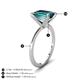 4 - Morgan 3.15 ctw Center London Blue Topaz Emerald Shape with Prong Studded Natural Diamond Solitaire Plus Engagement Ring 