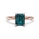 4 - Morgan 3.15 ctw Center London Blue Topaz Emerald Shape with Prong Studded Natural Diamond Solitaire Plus Engagement Ring 