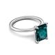 5 - Morgan 3.15 ctw Center London Blue Topaz Emerald Shape with Prong Studded Natural Diamond Solitaire Plus Engagement Ring 