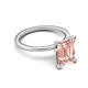 5 - Morgan 2.40 ctw Center Morganite Emerald Shape with Prong Studded Natural Diamond Solitaire Plus Engagement Ring 