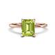 4 - Morgan 2.60 ctw Center Peridot Emerald Shape with Prong Studded Natural Diamond Solitaire Plus Engagement Ring 