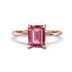 4 - Morgan 3.00 ctw Center Pink Tourmaline Emerald Shape with Prong Studded Natural Diamond Solitaire Plus Engagement Ring 