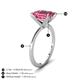 4 - Morgan 3.00 ctw Center Pink Tourmaline Emerald Shape with Prong Studded Natural Diamond Solitaire Plus Engagement Ring 