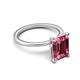 5 - Morgan 3.00 ctw Center Pink Tourmaline Emerald Shape with Prong Studded Natural Diamond Solitaire Plus Engagement Ring 