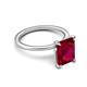 5 - Morgan 2.85 ctw Center Created Ruby Emerald Shape with Prong Studded Natural Diamond Solitaire Plus Engagement Ring 