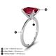 4 - Morgan 2.85 ctw Center Created Ruby Emerald Shape with Prong Studded Natural Diamond Solitaire Plus Engagement Ring 