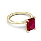 5 - Morgan 2.85 ctw Center Created Ruby Emerald Shape with Prong Studded Natural Diamond Solitaire Plus Engagement Ring 