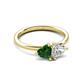 4 - Francesca 1.60 ctw Heart Shape (6.00 mm) Lab Created Emerald & IGI Certified Lab Grown Diamond Toi Et Moi Engagement Ring 