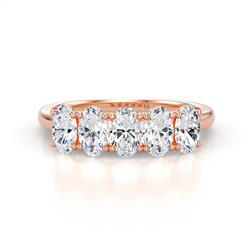Elmira ctw Oval Shape Lab Grown Diamond Five Stone Wedding Band ctw Oval Shape Lab Grown Diamond Five Stone Wedding Band Using Prong setting in K Rose Gold