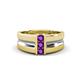 1 - Xavier 0.21 ctw Amethyst Three Stone High Polished Men Wedding Band (8.50 mm) 