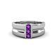 1 - Xavier 0.21 ctw Amethyst Three Stone High Polished Men Wedding Band (8.50 mm) 