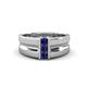 1 - Xavier 0.25 ctw Blue Sapphire Three Stone High Polished Men Wedding Band (8.50 mm) 