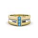 1 - Xavier 0.21 ctw Blue Topaz Three Stone High Polished Men Wedding Band (8.50 mm) 