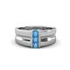 1 - Xavier 0.21 ctw Blue Topaz Three Stone High Polished Men Wedding Band (8.50 mm) 