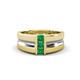 1 - Xavier 0.21 ctw Emerald Three Stone High Polished Men Wedding Band (8.50 mm) 