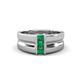 1 - Xavier 0.21 ctw Emerald Three Stone High Polished Men Wedding Band (8.50 mm) 