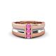 1 - Xavier 0.25 ctw Pink Sapphire Three Stone High Polished Men Wedding Band (8.50 mm) 