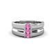 1 - Xavier 0.25 ctw Pink Sapphire Three Stone High Polished Men Wedding Band (8.50 mm) 