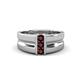 1 - Xavier 0.28 ctw Red Garnet Three Stone High Polished Men Wedding Band (8.50 mm) 