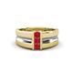 1 - Xavier 0.25 ctw Ruby Three Stone High Polished Men Wedding Band (8.50 mm) 