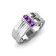 3 - Xavier 0.21 ctw Amethyst Three Stone High Polished Men Wedding Band (8.50 mm) 