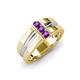 3 - Xavier 0.21 ctw Amethyst Three Stone High Polished Men Wedding Band (8.50 mm) 