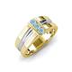 3 - Xavier 0.21 ctw Aquamarine Three Stone High Polished Men Wedding Band (8.50 mm) 