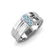 3 - Xavier 0.21 ctw Aquamarine Three Stone High Polished Men Wedding Band (8.50 mm) 