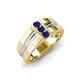 3 - Xavier 0.25 ctw Blue Sapphire Three Stone High Polished Men Wedding Band (8.50 mm) 