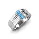 3 - Xavier 0.21 ctw Blue Topaz Three Stone High Polished Men Wedding Band (8.50 mm) 