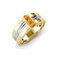 3 - Xavier 0.21 ctw Citrine Three Stone High Polished Men Wedding Band (8.50 mm) 