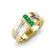 3 - Xavier 0.21 ctw Emerald Three Stone High Polished Men Wedding Band (8.50 mm) 