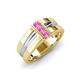 3 - Xavier 0.25 ctw Pink Sapphire Three Stone High Polished Men Wedding Band (8.50 mm) 