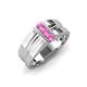 3 - Xavier 0.25 ctw Pink Sapphire Three Stone High Polished Men Wedding Band (8.50 mm) 