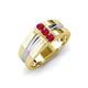 3 - Xavier 0.25 ctw Ruby Three Stone High Polished Men Wedding Band (8.50 mm) 