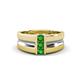 1 - Xavier 0.28 ctw Green Garnet Three Stone High Polished Men Wedding Band (8.50 mm) 