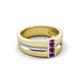 5 - Xavier 0.21 ctw Amethyst Three Stone High Polished Men Wedding Band (8.50 mm) 