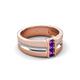 5 - Xavier 0.21 ctw Amethyst Three Stone High Polished Men Wedding Band (8.50 mm) 