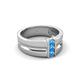 5 - Xavier 0.21 ctw Blue Topaz Three Stone High Polished Men Wedding Band (8.50 mm) 