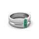 5 - Xavier 0.21 ctw Emerald Three Stone High Polished Men Wedding Band (8.50 mm) 