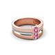 5 - Xavier 0.25 ctw Pink Sapphire Three Stone High Polished Men Wedding Band (8.50 mm) 