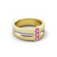 5 - Xavier 0.25 ctw Pink Sapphire Three Stone High Polished Men Wedding Band (8.50 mm) 