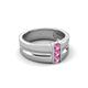 5 - Xavier 0.25 ctw Pink Sapphire Three Stone High Polished Men Wedding Band (8.50 mm) 