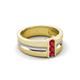 5 - Xavier 0.25 ctw Ruby Three Stone High Polished Men Wedding Band (8.50 mm) 