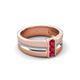 5 - Xavier 0.25 ctw Ruby Three Stone High Polished Men Wedding Band (8.50 mm) 