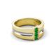 5 - Xavier 0.28 ctw Green Garnet Three Stone High Polished Men Wedding Band (8.50 mm) 