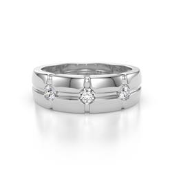 Isaac ctw Lab Grown Diamonds Cross Patterned Men Band ctw Three Round Brilliant Lab Grown Diamonds High Polished Cross Patterned Channel Set Men Wedding Band in K White Gold